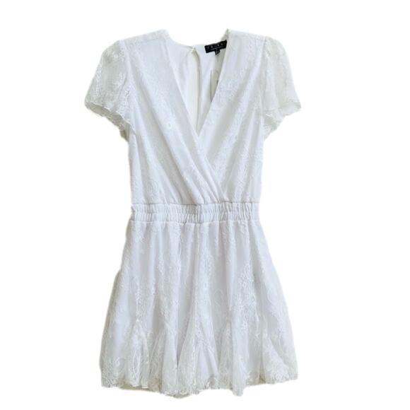 Trixxi Romper White Lace V-Neck Short Sleeve Lined Romper Size Small NEW - Picture 12 of 12